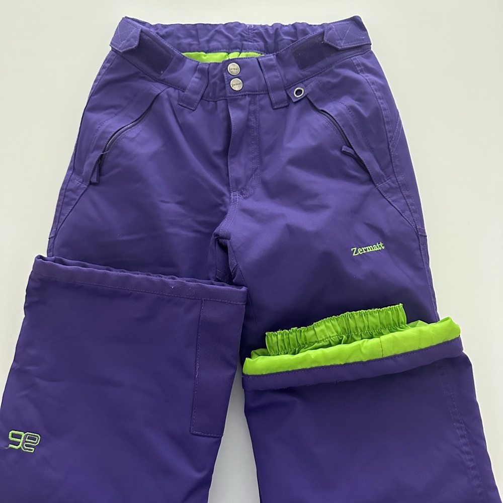 Zermatt ski pants kids size M, lined green